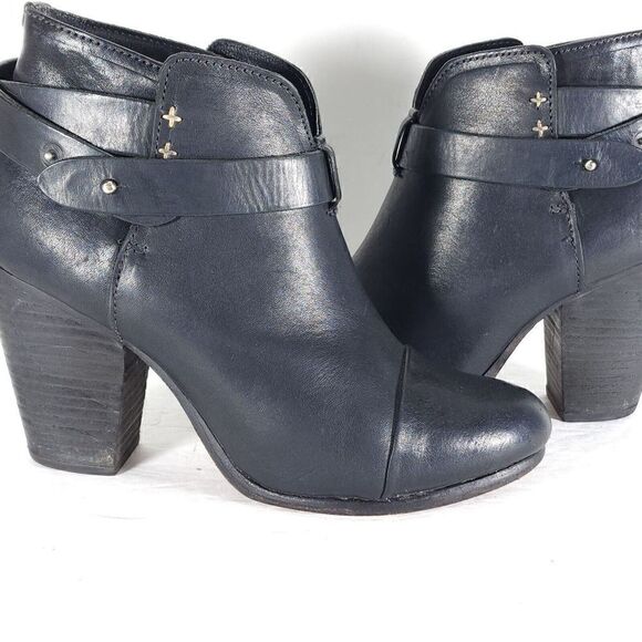 RAG & BONE Women's Harrow US7,5 EU37,5 Black Leather Strappy Ankle Booties Boot - Picture 7 of 14